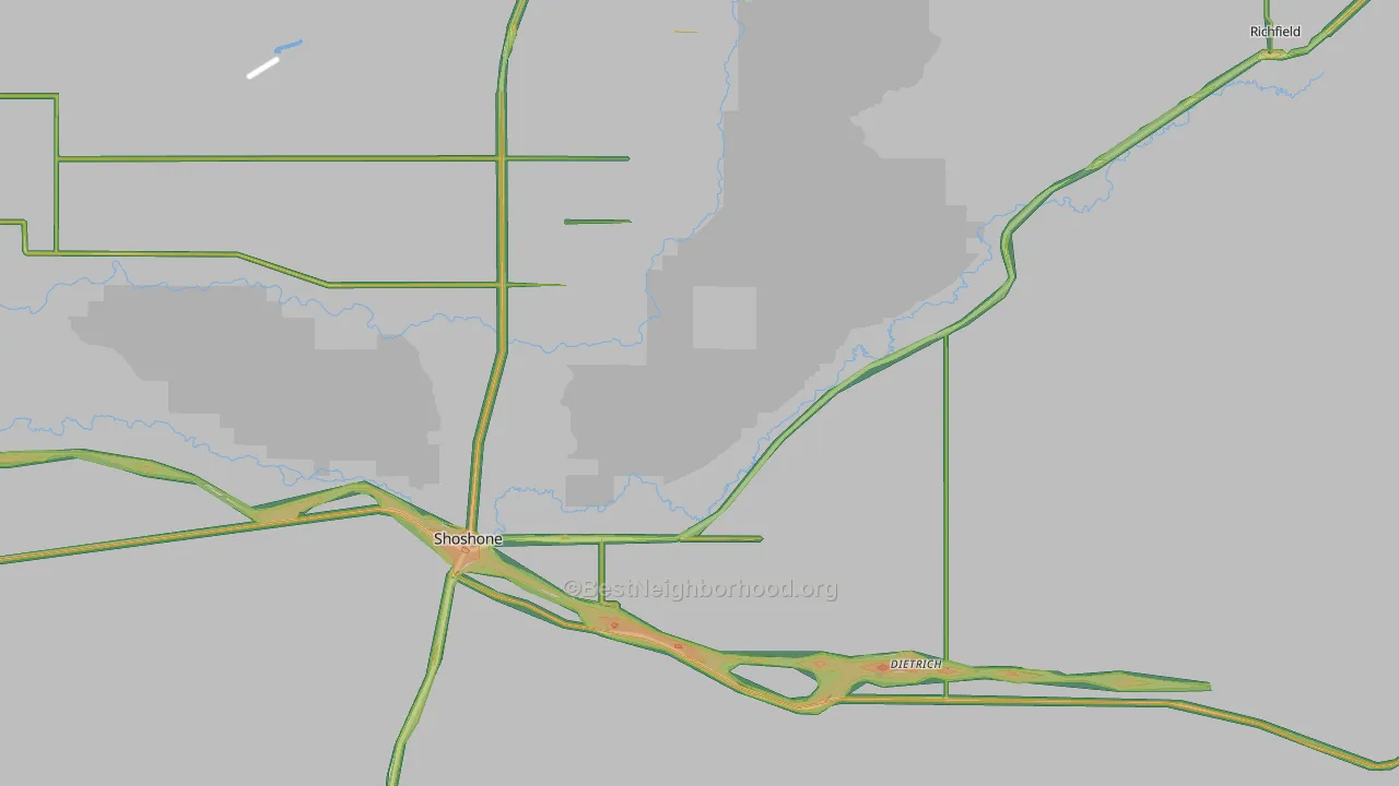 Lincoln County, ID Map of Noise Levels in Lincoln County