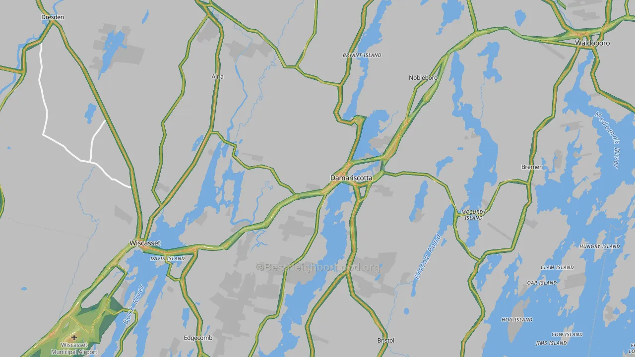 Lincoln County, ME Map of Noise Levels in Lincoln County