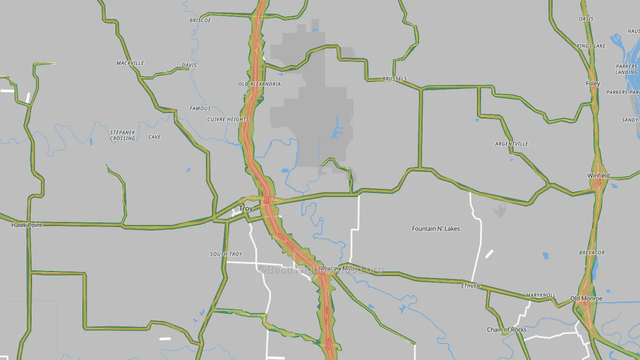 Lincoln County, MO Map of Noise Levels in Lincoln County
