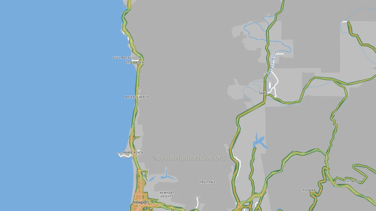 Lincoln County, OR Map of Noise Levels in Lincoln County
