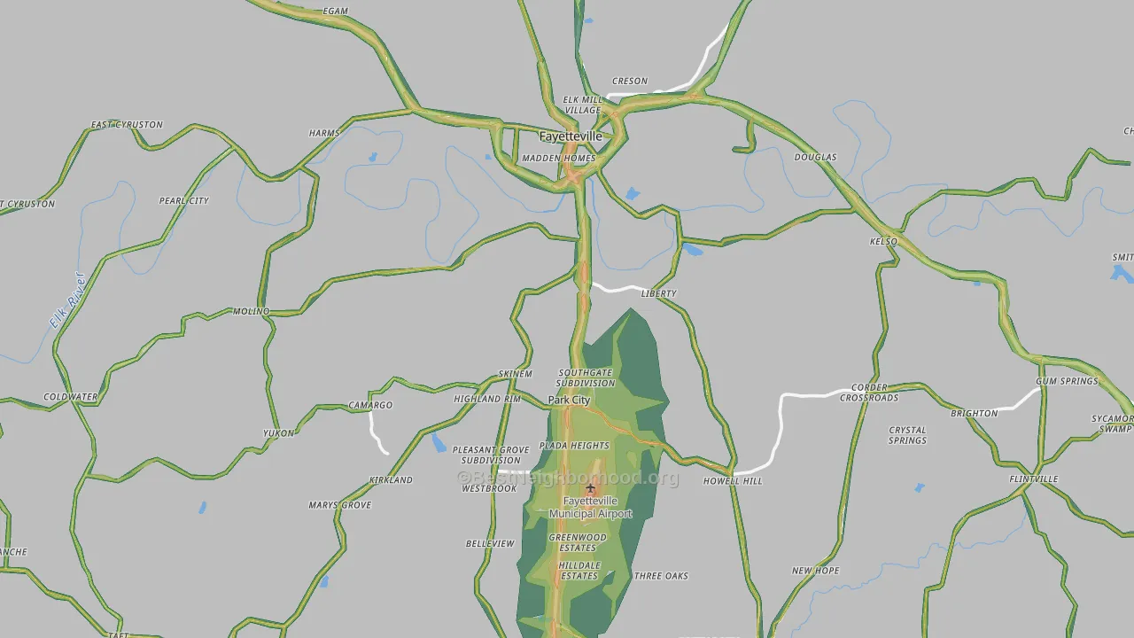 Lincoln County, TN Map of Noise Levels in Lincoln County