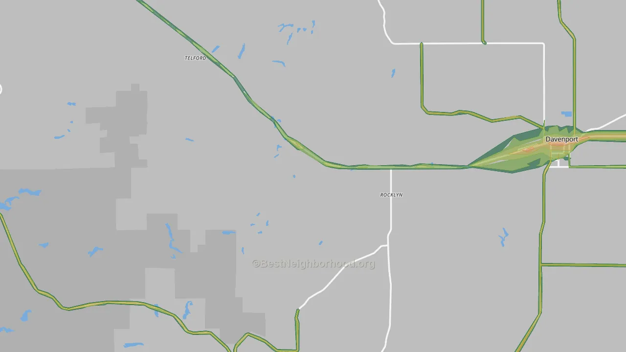 Lincoln County, WA Map of Noise Levels in Lincoln County