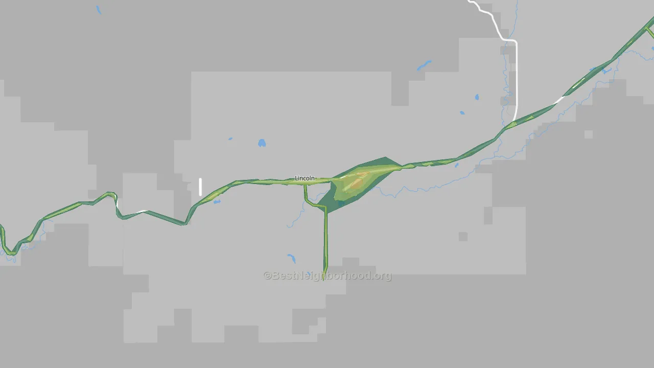 Lincoln, MT Map of Noise Levels in Lincoln