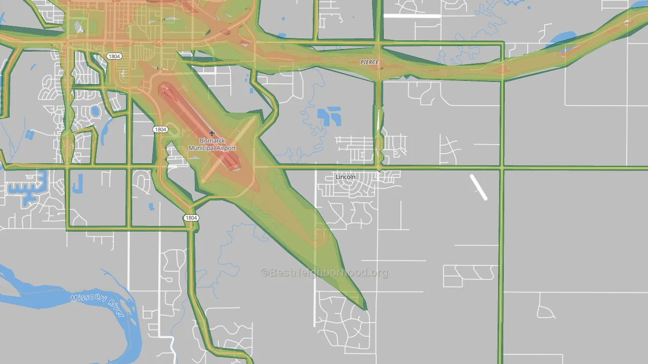 Lincoln, ND Map of Noise Levels in Lincoln