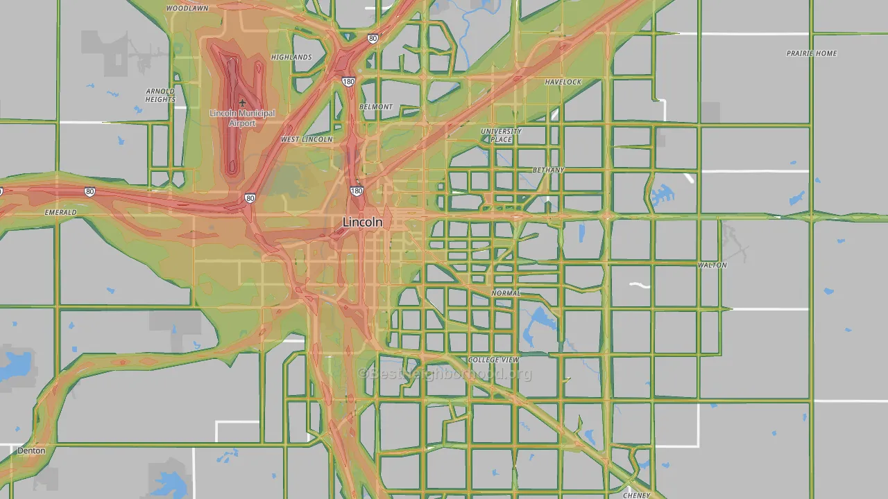 Lincoln, NE Map of Noise Levels in Lincoln