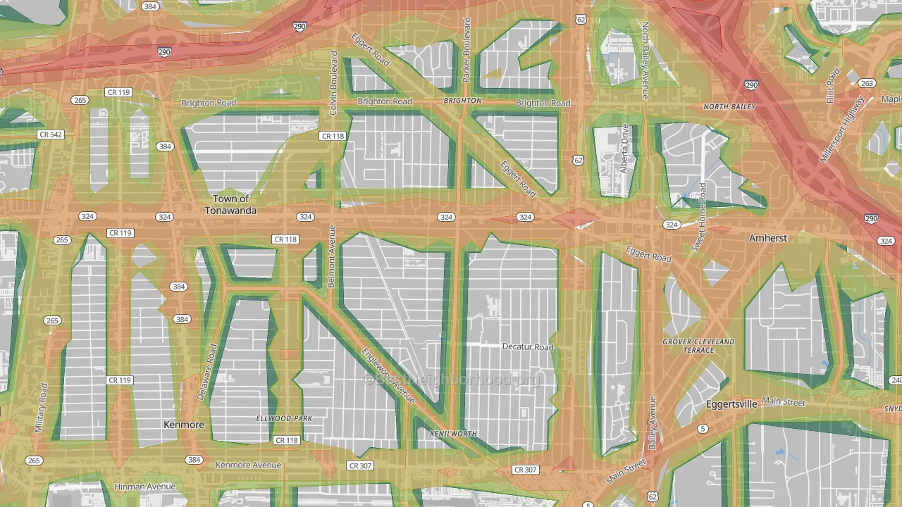 Lincoln Park-Buffalo, Tonawanda, NY Map of Noise Levels in Lincoln Park-Buffalo
