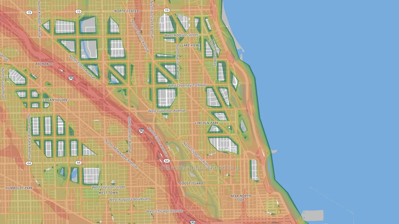 Lincoln Park, Chicago, IL Map of Noise Levels in Lincoln Park