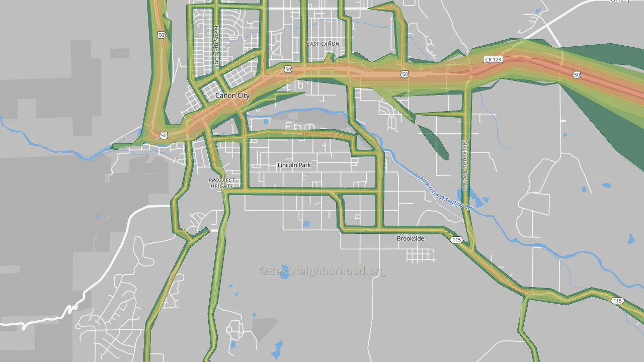 Lincoln Park, CO Map of Noise Levels in Lincoln Park