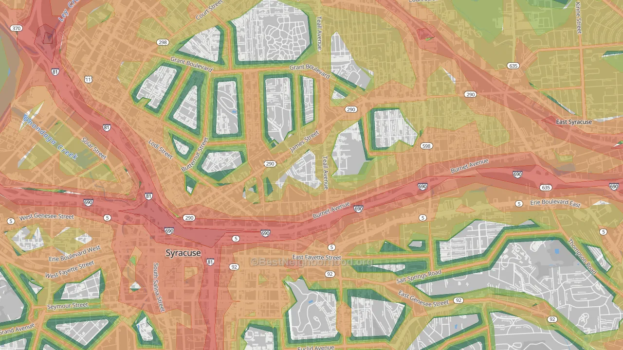 Lincoln Park-Syracuse, Syracuse, NY Map of Noise Levels in Lincoln Park-Syracuse