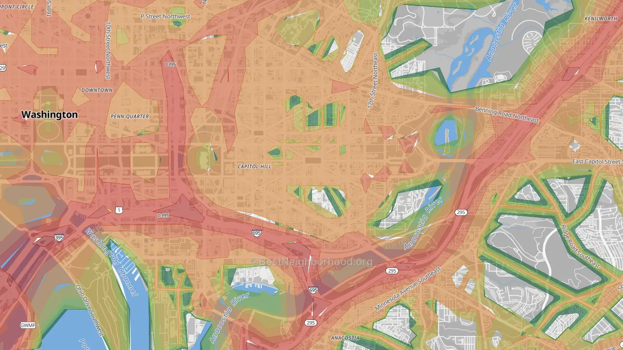 Lincoln Park, Washington, DC Map of Noise Levels in Lincoln Park