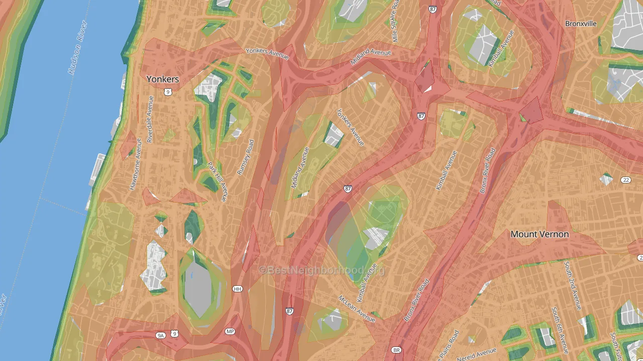 Lincoln Park, Yonkers, NY Map of Noise Levels in Lincoln Park