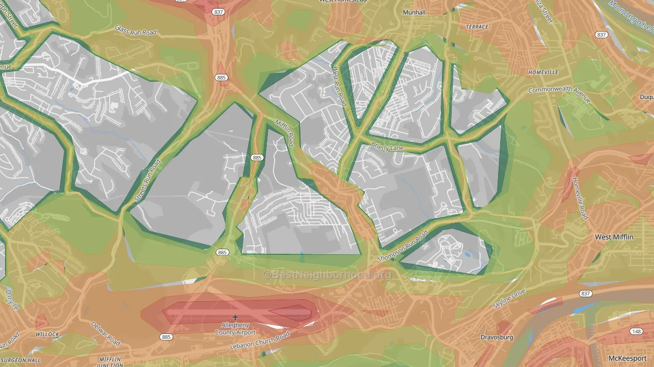 Lincoln Place, Pittsburgh, PA Map of Noise Levels in Lincoln Place