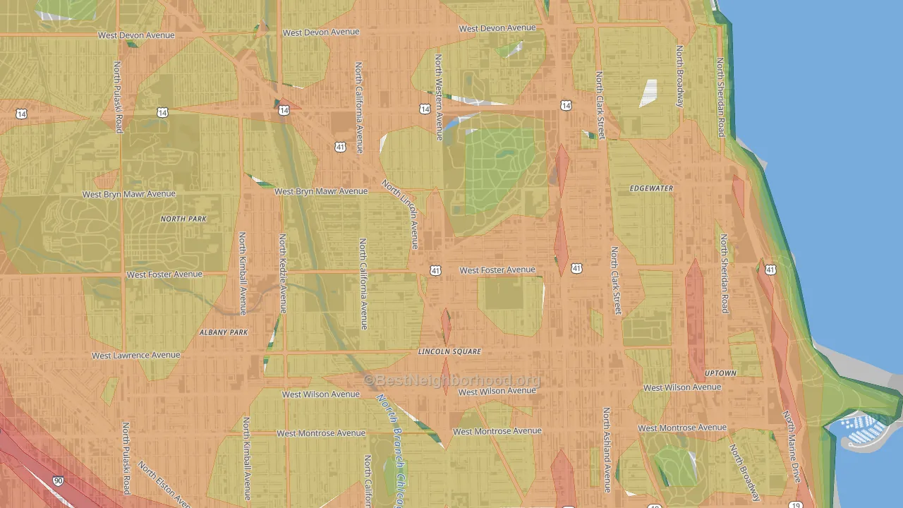 Lincoln Square, Chicago, IL Map of Noise Levels in Lincoln Square