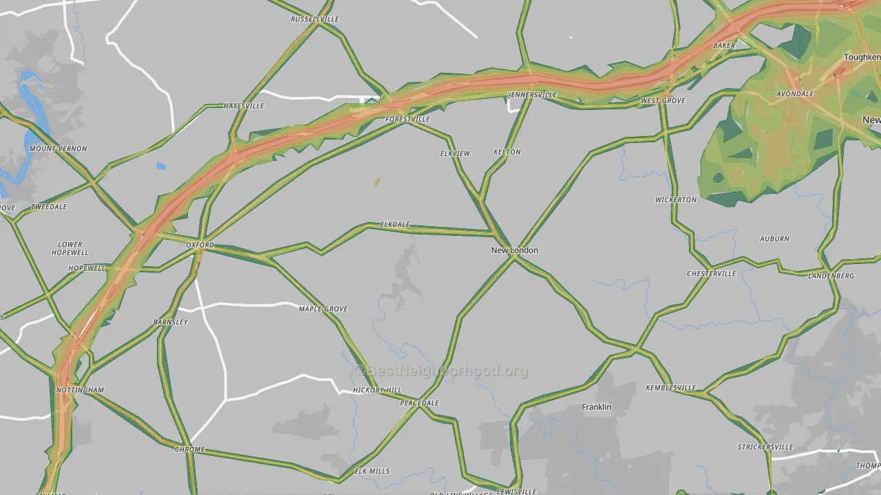 Lincoln University, PA Map of Noise Levels in Lincoln University