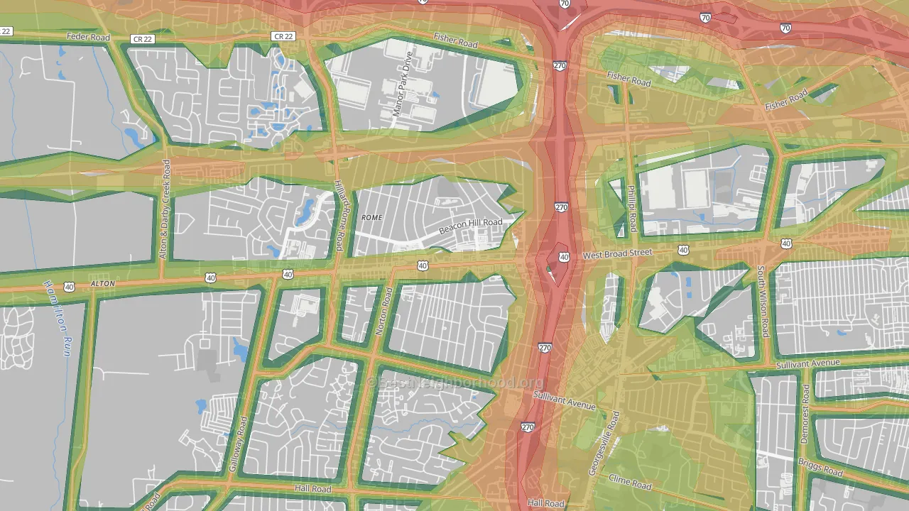 Lincoln Village, OH Map of Noise Levels in Lincoln Village