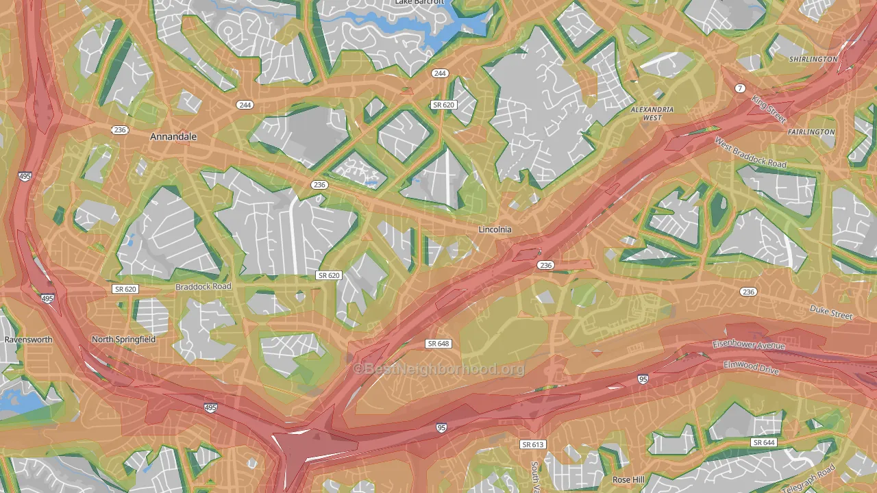 Lincolnia, VA Map of Noise Levels in Lincolnia