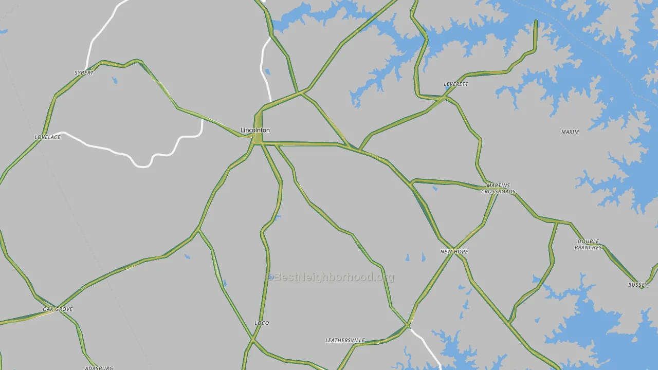 Lincolnton, GA Map of Noise Levels in Lincolnton