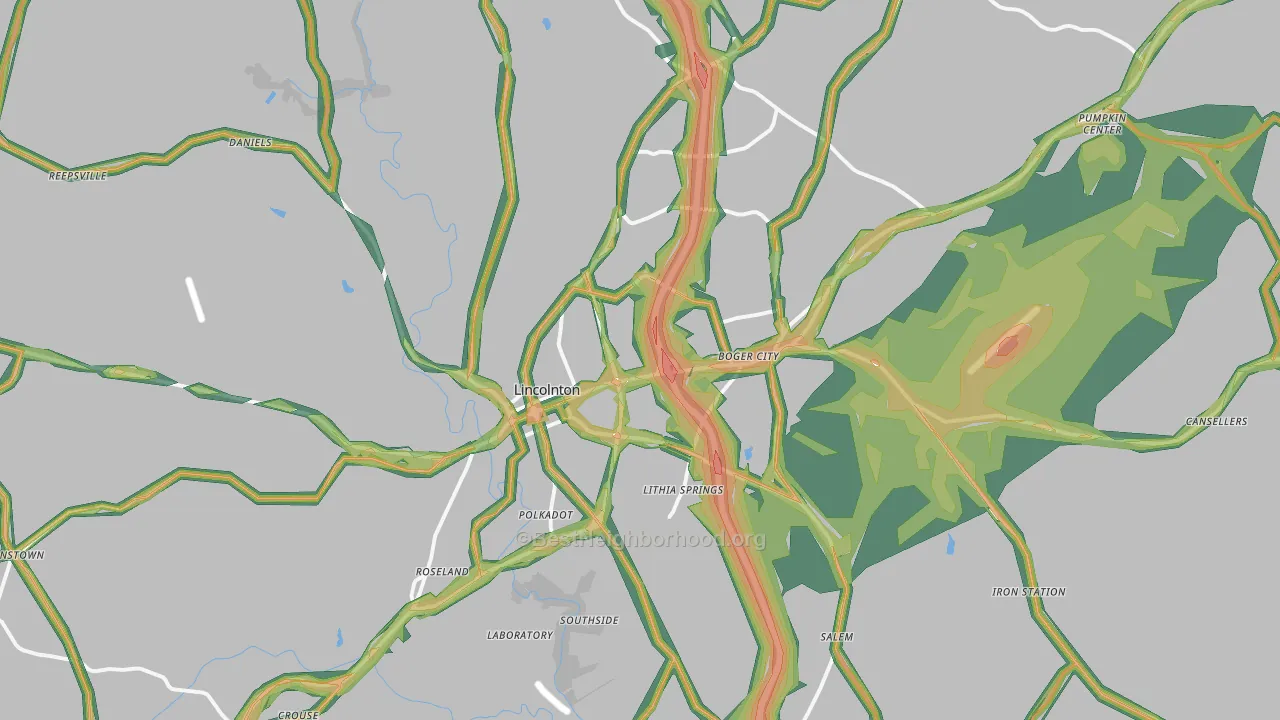 Lincolnton, NC Map of Noise Levels in Lincolnton