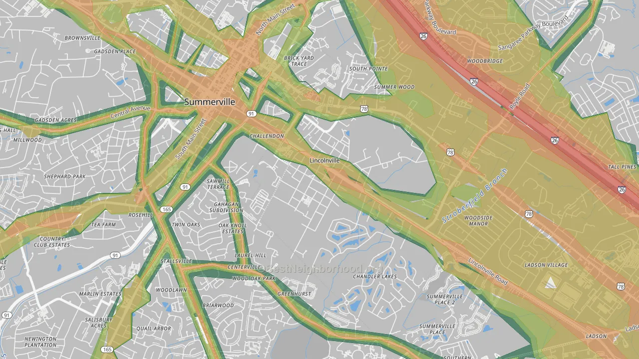Lincolnville, SC Map of Noise Levels in Lincolnville