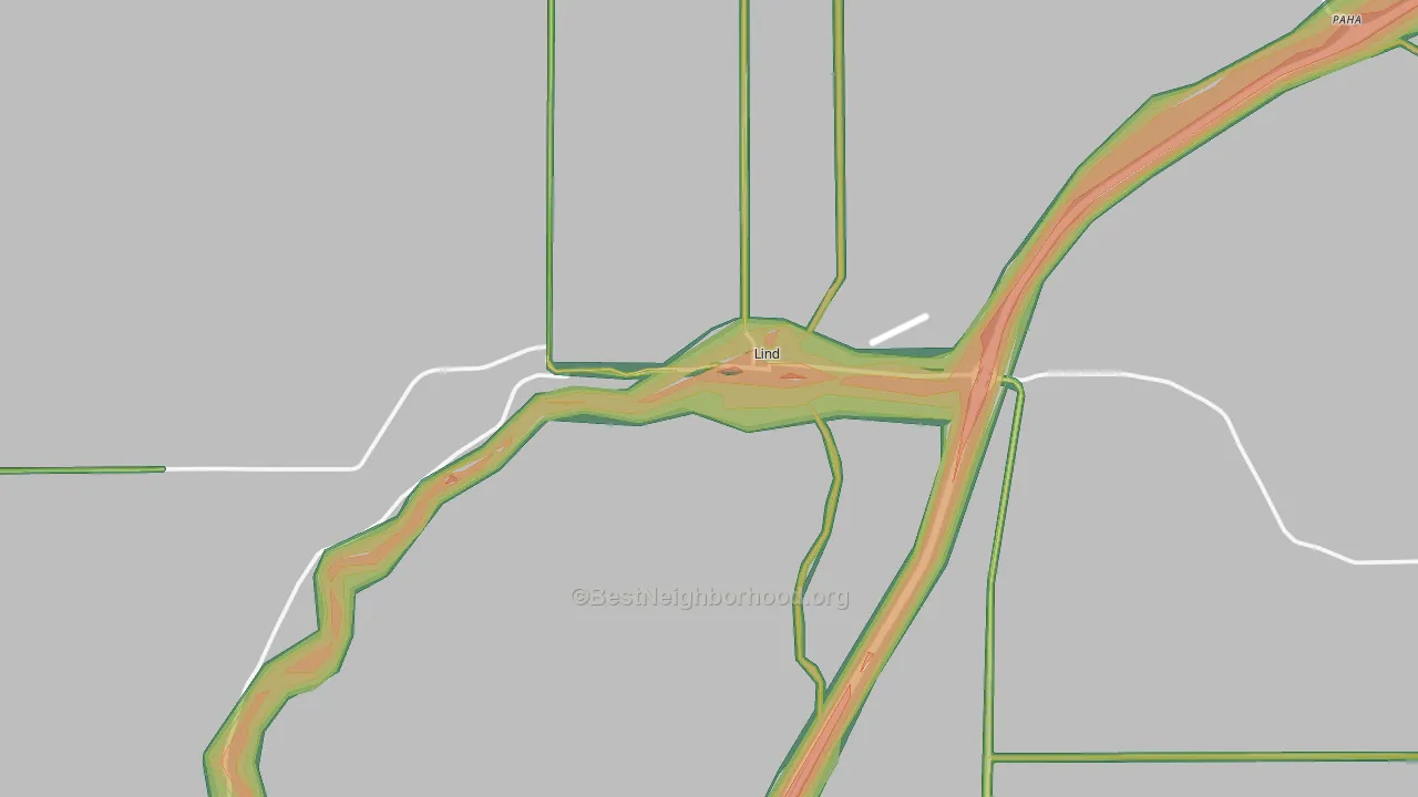 Lind, WA Map of Noise Levels in Lind