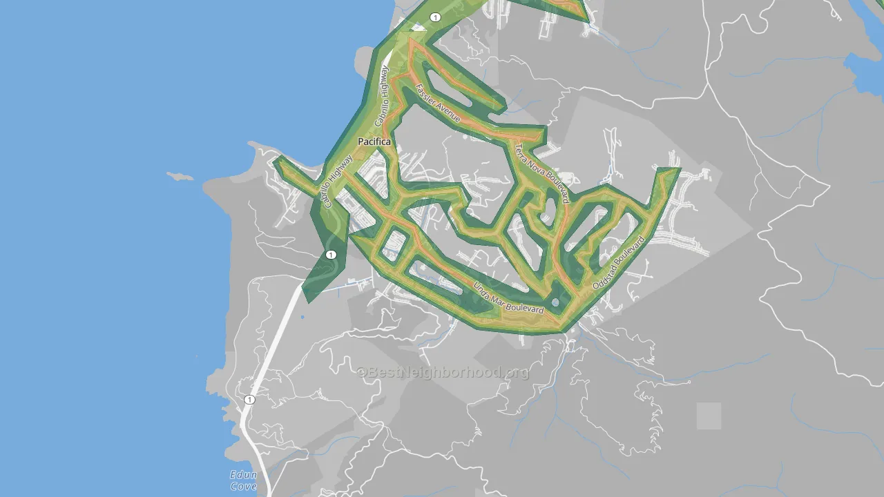 Linda Mar, Pacifica, CA Map of Noise Levels in Linda Mar