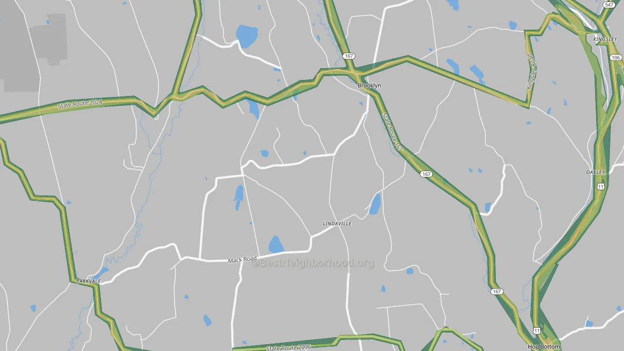Lindaville, PA Map of Noise Levels in Lindaville