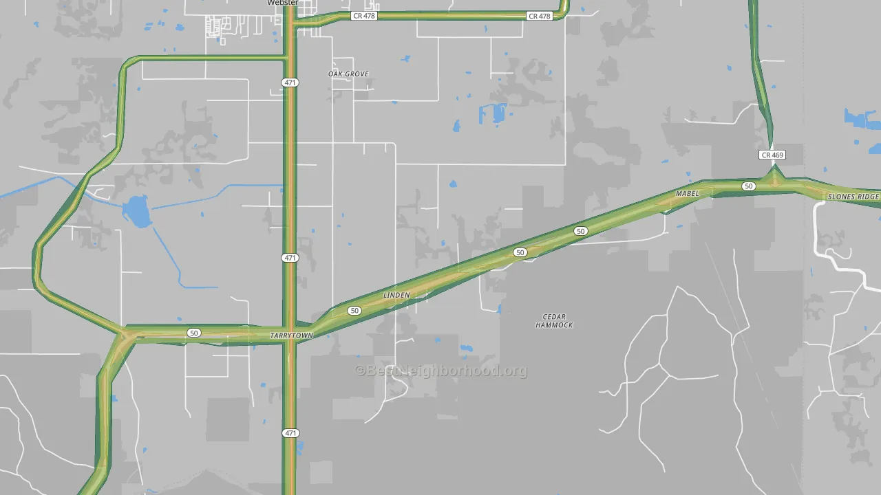 Linden, FL Map of Noise Levels in Linden