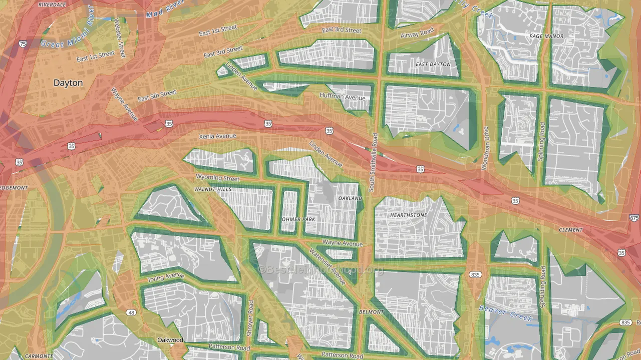 Linden Heights, Dayton, OH Map of Noise Levels in Linden Heights