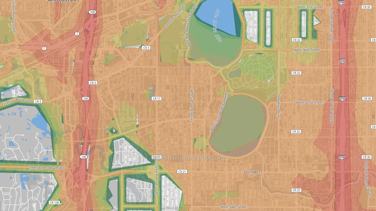 Linden Hills, Minneapolis, MN Map of Noise Levels in Linden Hills
