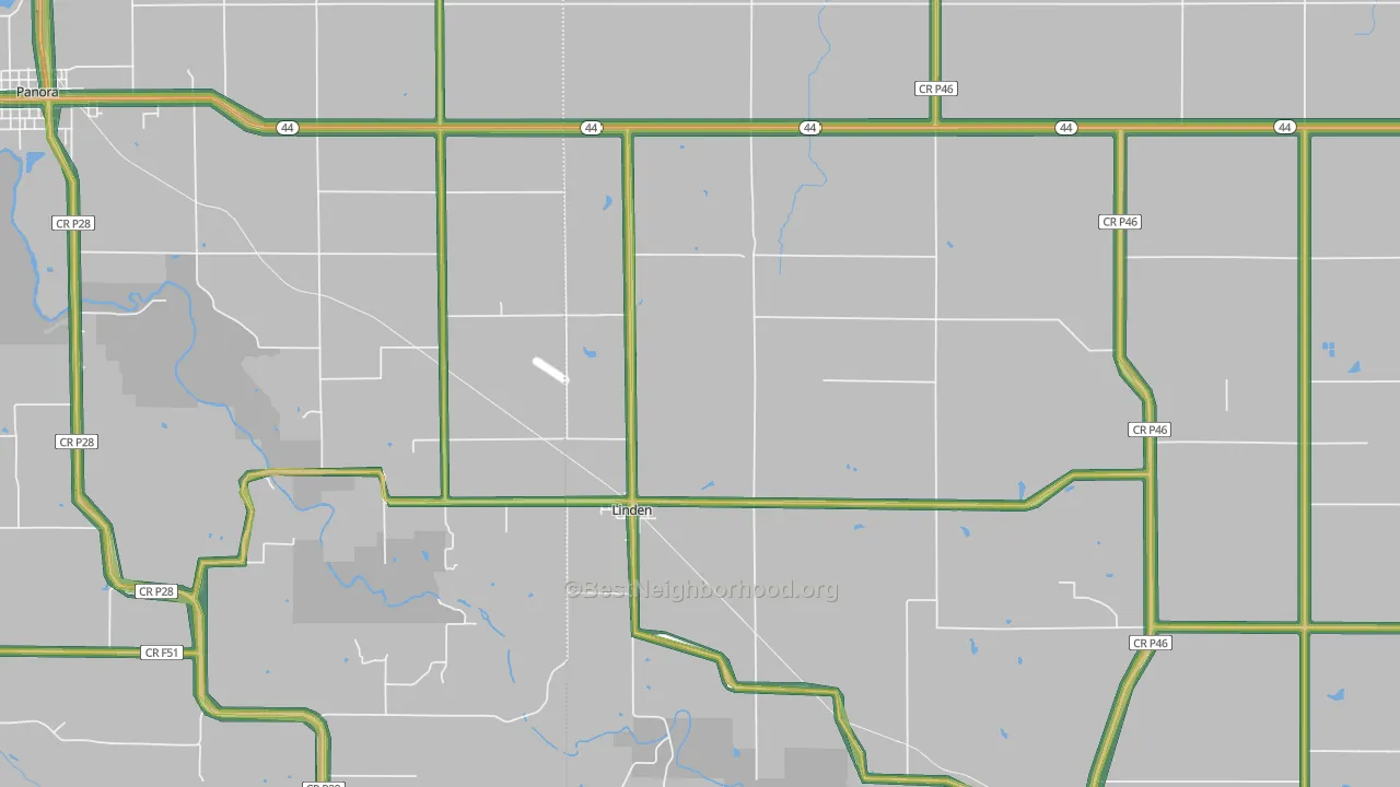 Linden, IA Map of Noise Levels in Linden