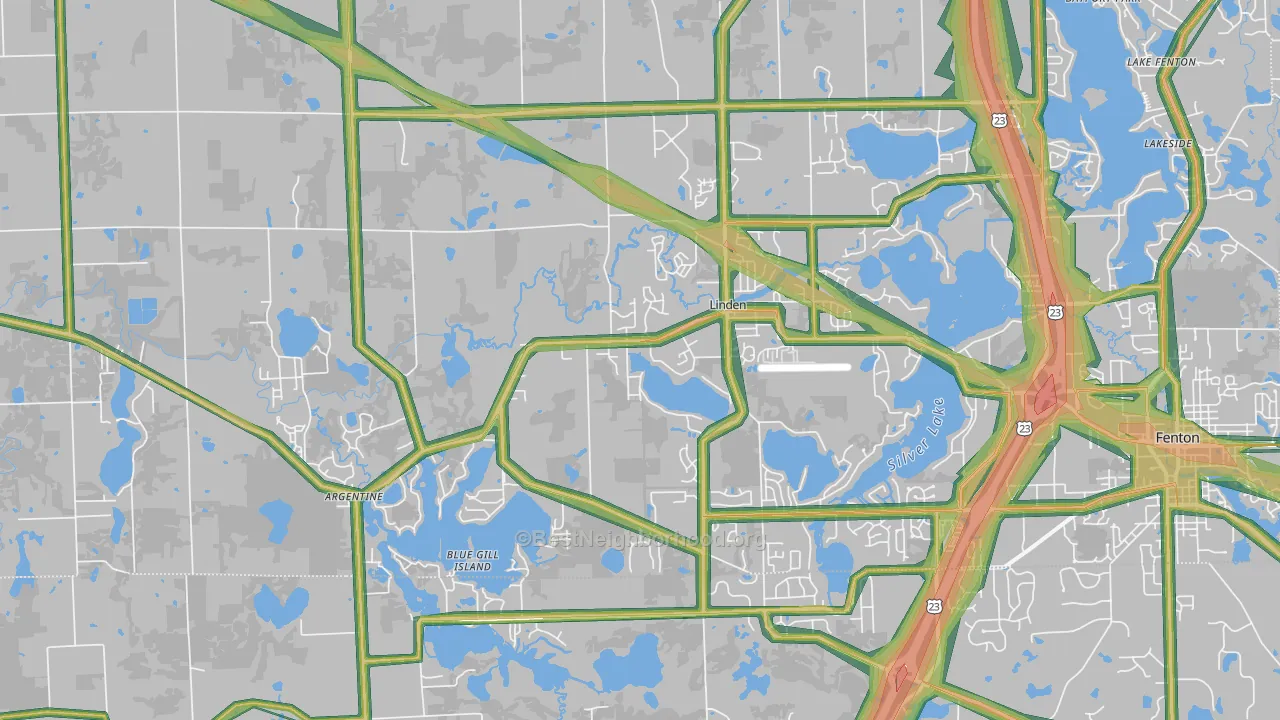 Linden, MI Map of Noise Levels in Linden