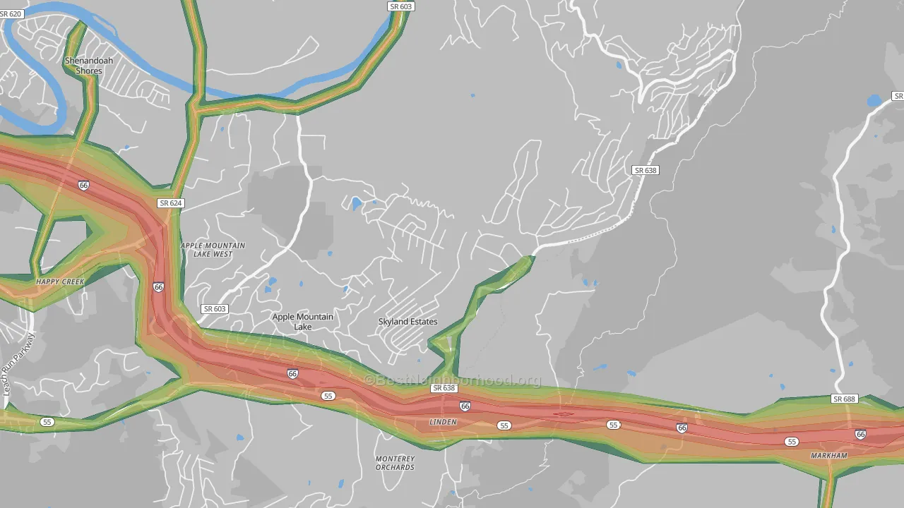 Linden, VA Map of Noise Levels in Linden