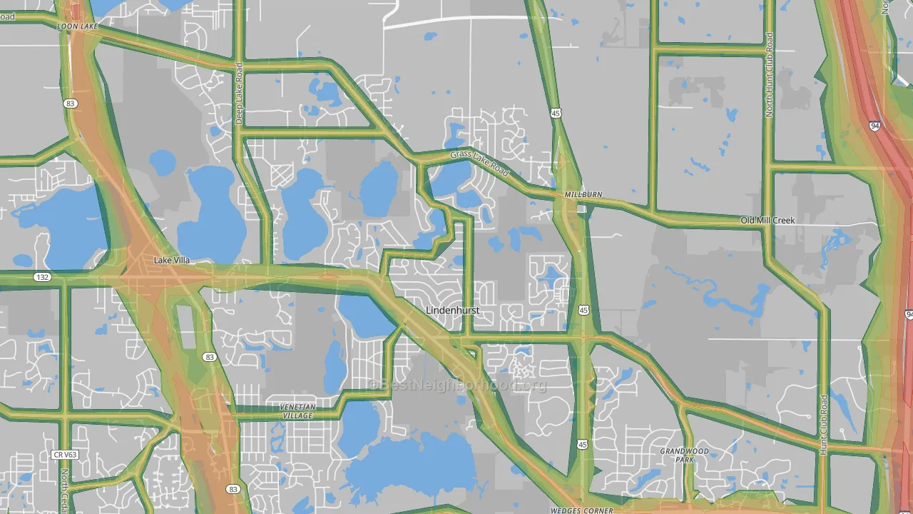 Lindenhurst, IL Map of Noise Levels in Lindenhurst