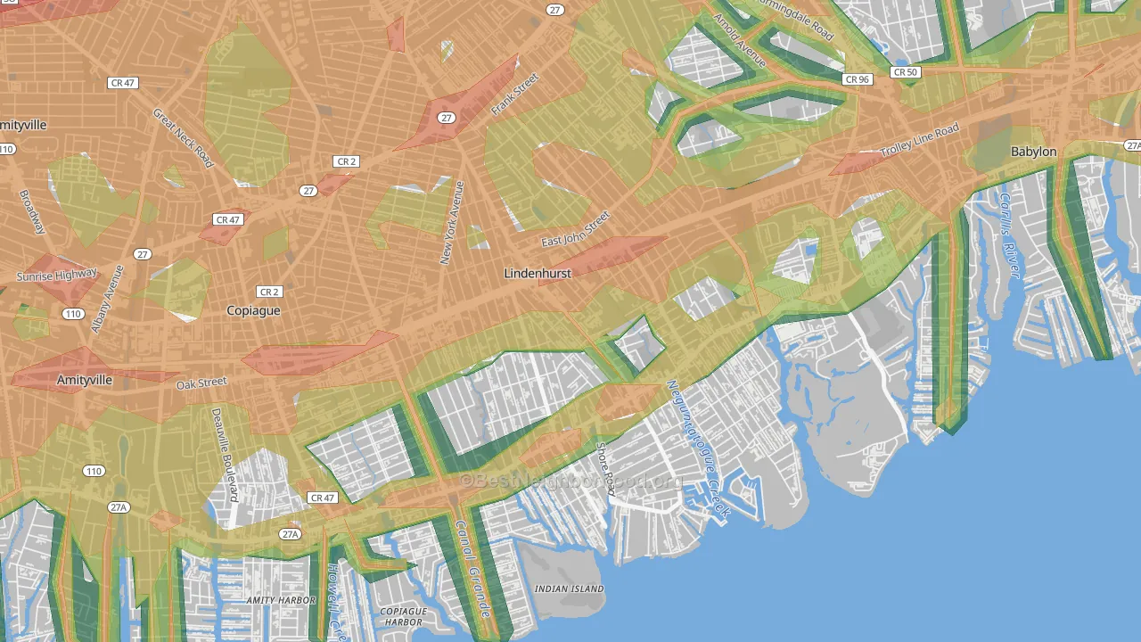 Lindenhurst, NY Map of Noise Levels in Lindenhurst