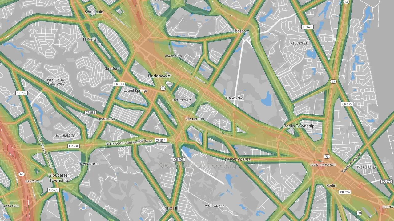 Lindenwold, NJ Map of Noise Levels in Lindenwold