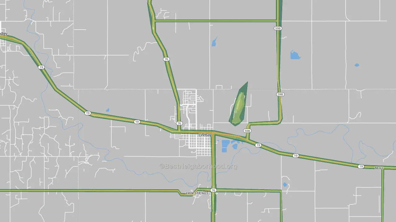 Lindsay, OK Map of Noise Levels in Lindsay
