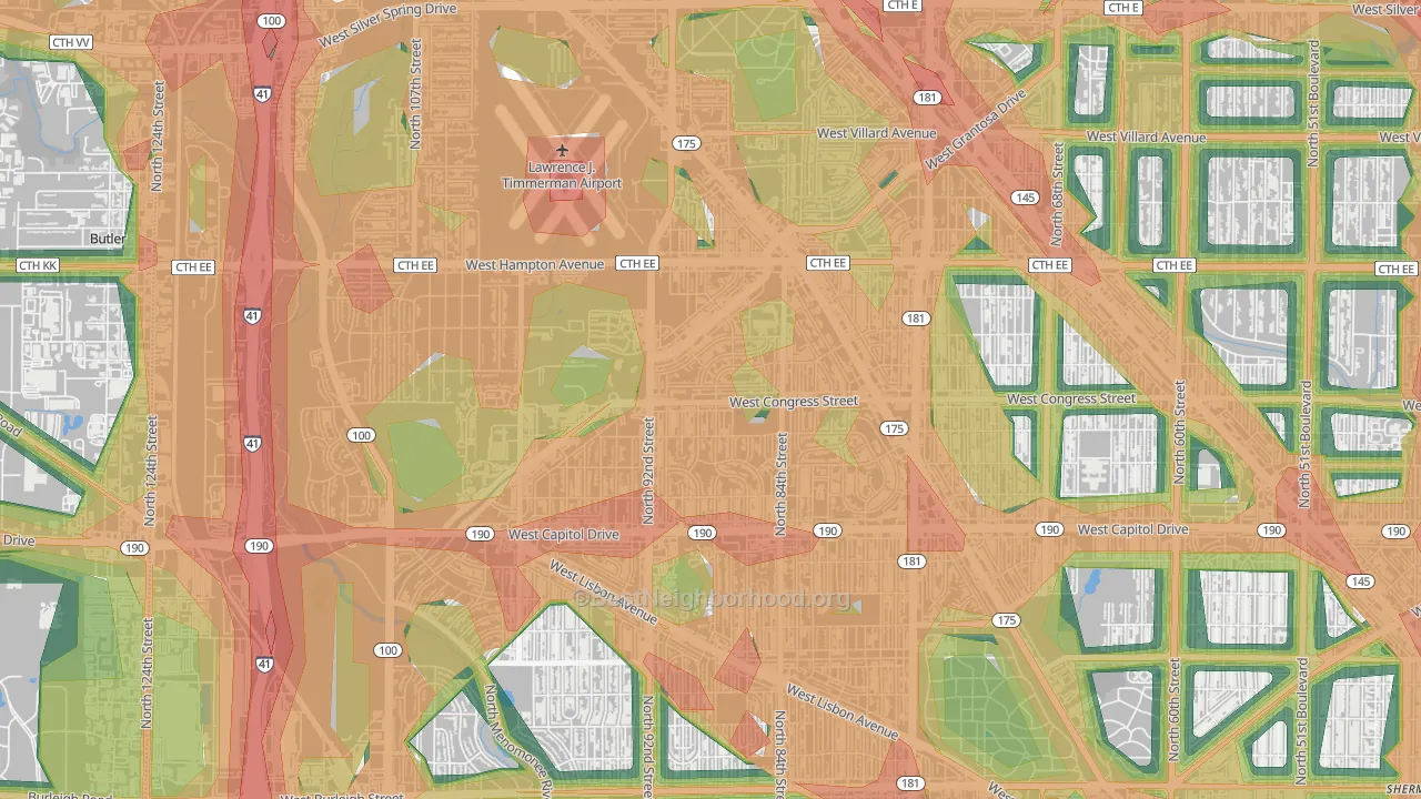 Lindsay Park, Milwaukee, WI Map of Noise Levels in Lindsay Park