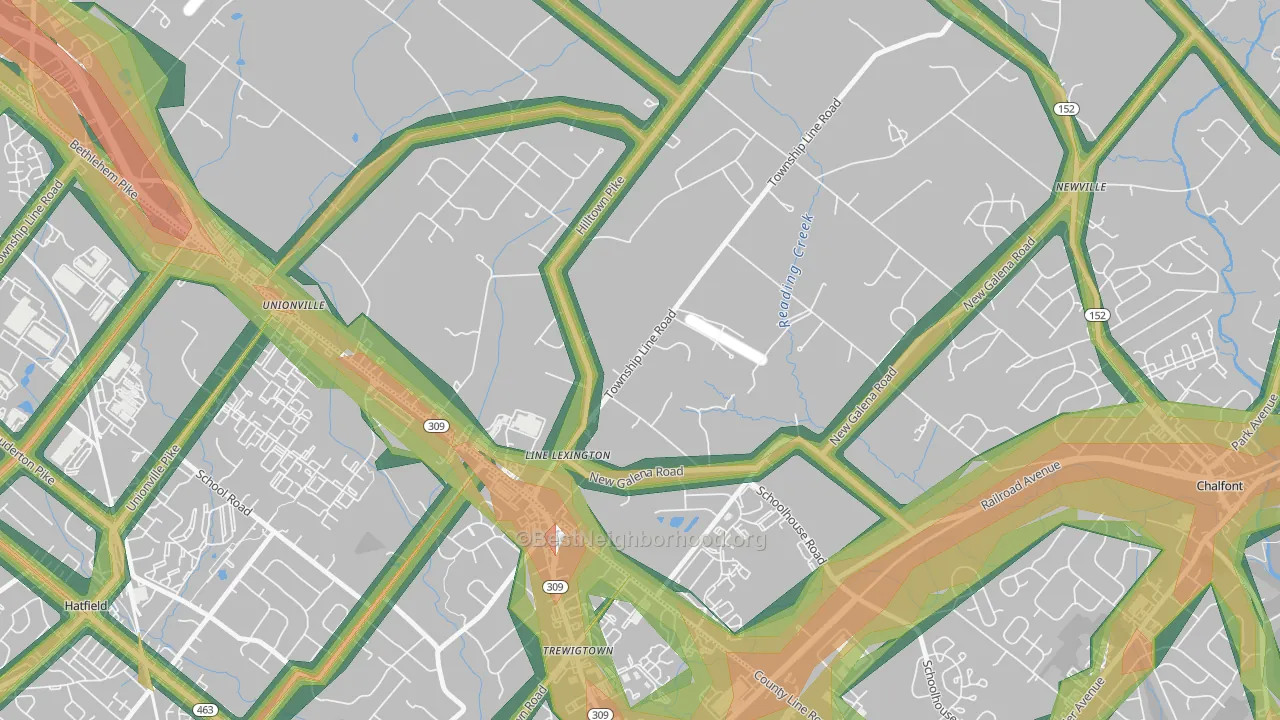 Line Lexington, PA Map of Noise Levels in Line Lexington