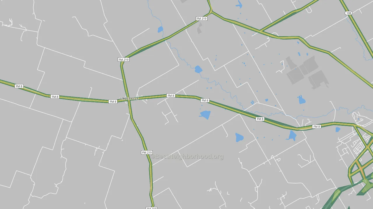 Lingleville, TX Map of Noise Levels in Lingleville