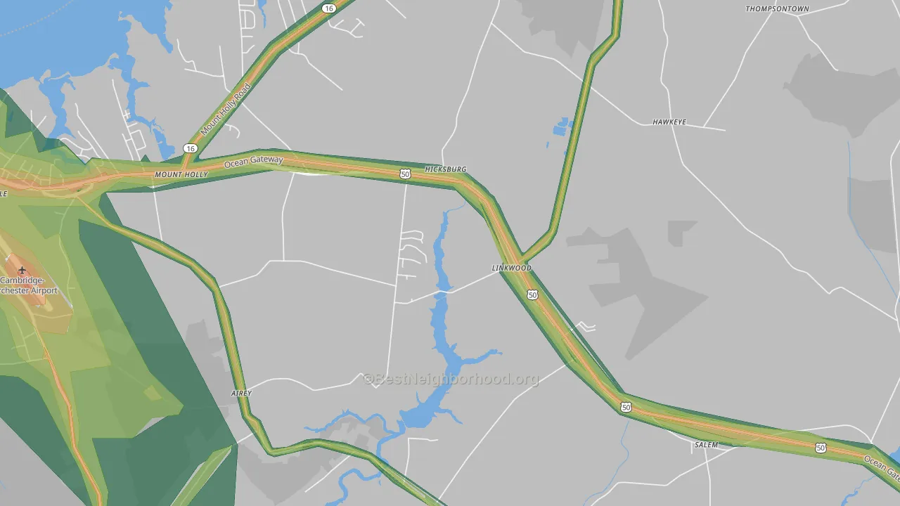 Linkwood, MD Map of Noise Levels in Linkwood