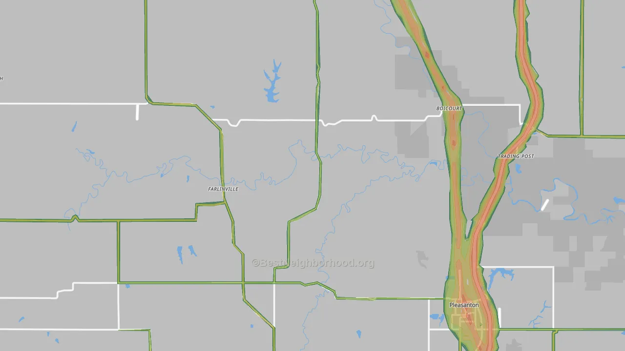 Linn County, KS Map of Noise Levels in Linn County