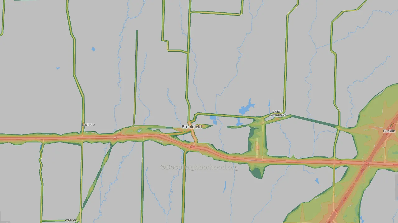 Linn County, MO Map of Noise Levels in Linn County