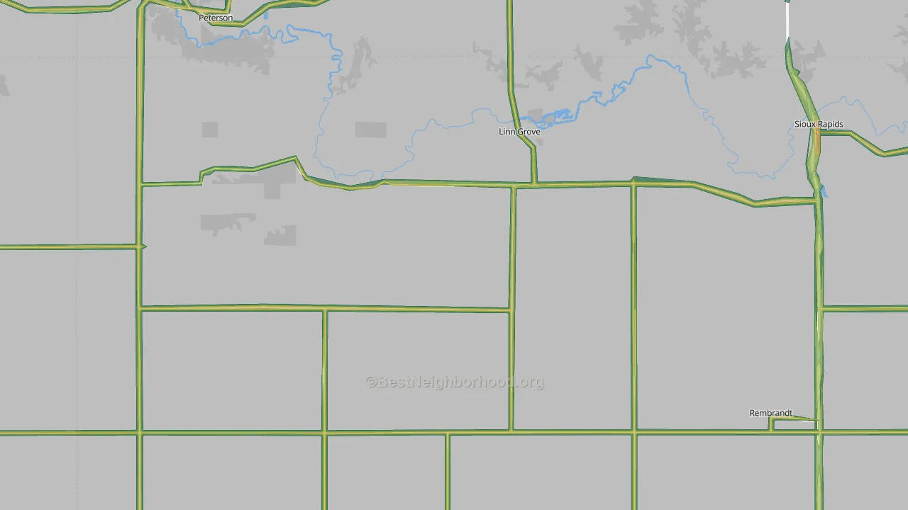 Linn Grove, IA Map of Noise Levels in Linn Grove