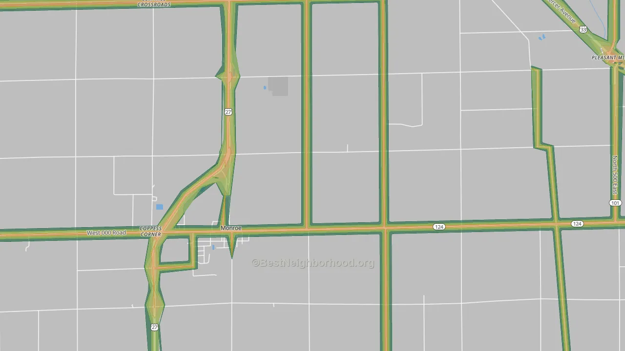 Linn Grove, IN Map of Noise Levels in Linn Grove