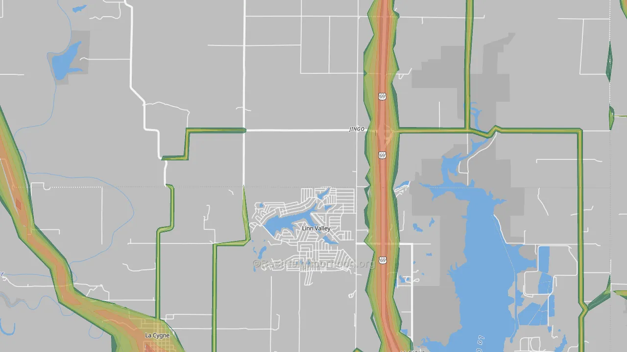 Linn Valley, KS Map of Noise Levels in Linn Valley