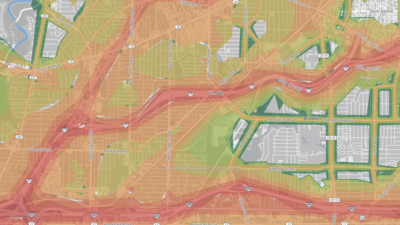 Linndale, OH Map of Noise Levels in Linndale