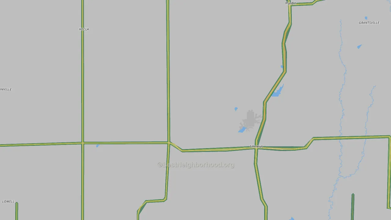 Linneus, MO Map of Noise Levels in Linneus