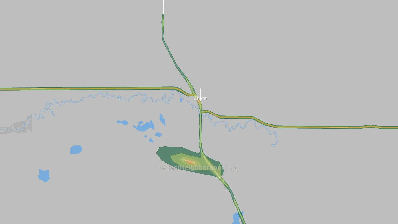 Linton, ND Map of Noise Levels in Linton