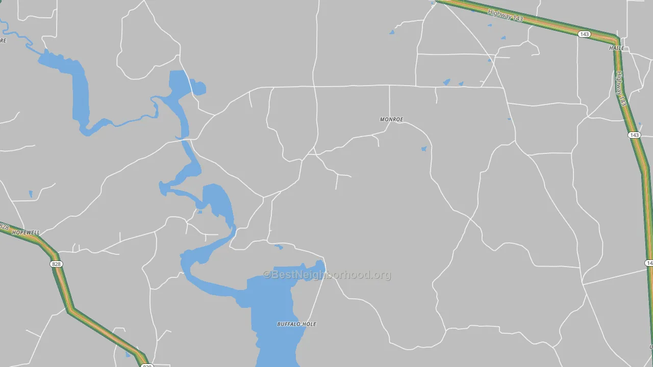Linville, LA Map of Noise Levels in Linville