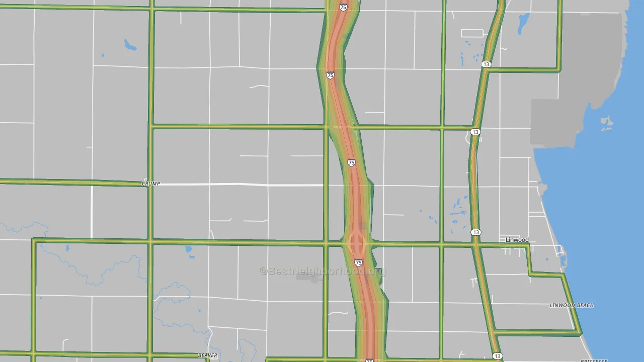 Linwood, MI Map of Noise Levels in Linwood